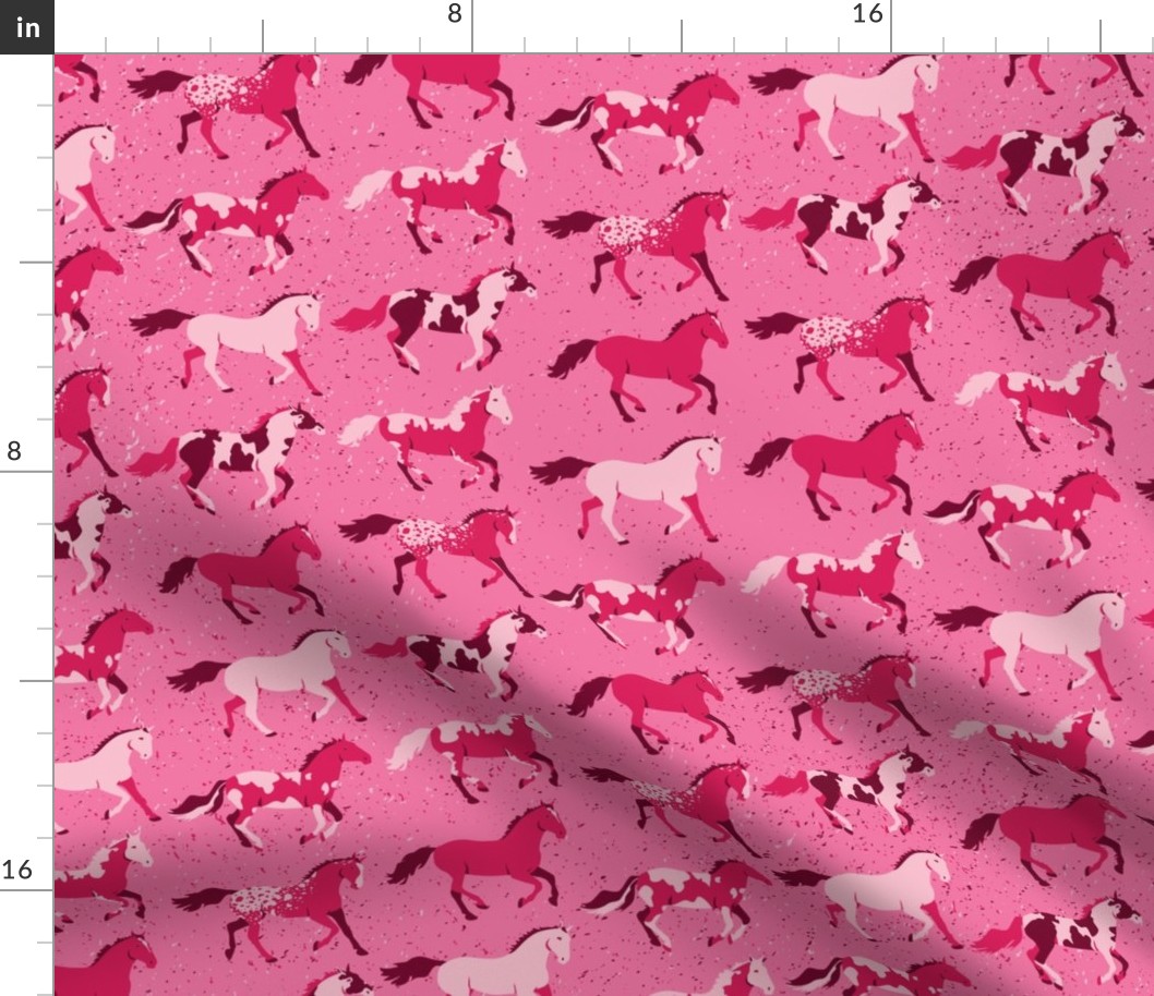 Running Horses in Pink by ArtfulFreddy