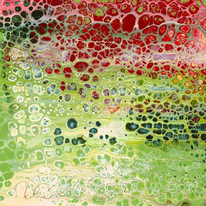 Kaleidoscope Pour Painting bright red green
