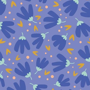 Simple flowers - blue - large scale