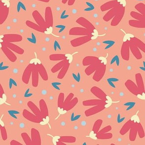 Simple flowers - pink - large scale