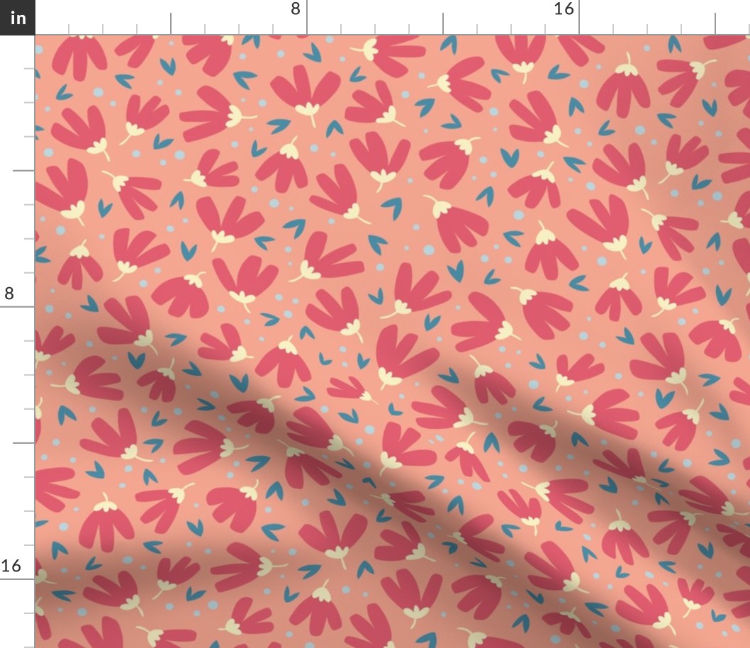 Simple flowers - pink - large scale