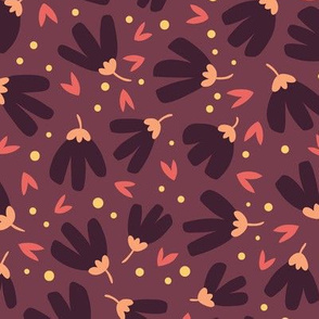 Simple flowers - burgundy - large scale