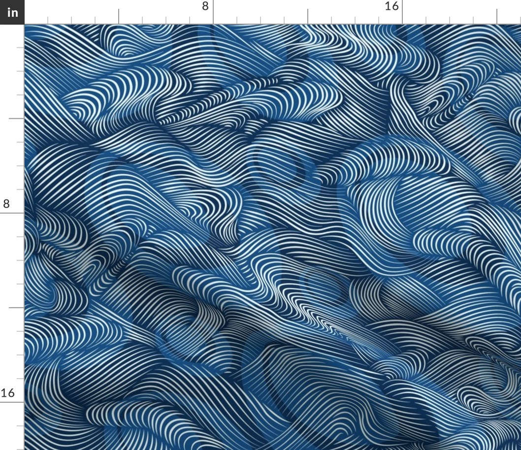 Ocean Waves in Classic Blue 