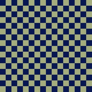JP31 - Medium - Navy and Pastel Olive Checkerboard in Half Inch Squares