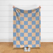 JP29  - Cheater Quilt - Checkerboard in Seven Inch Squares of Ecru and Robin Egg Blue