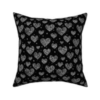  Crosshatch Hearts on Black