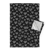  Crosshatch Hearts on Black