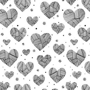  Crosshatch Hearts on White