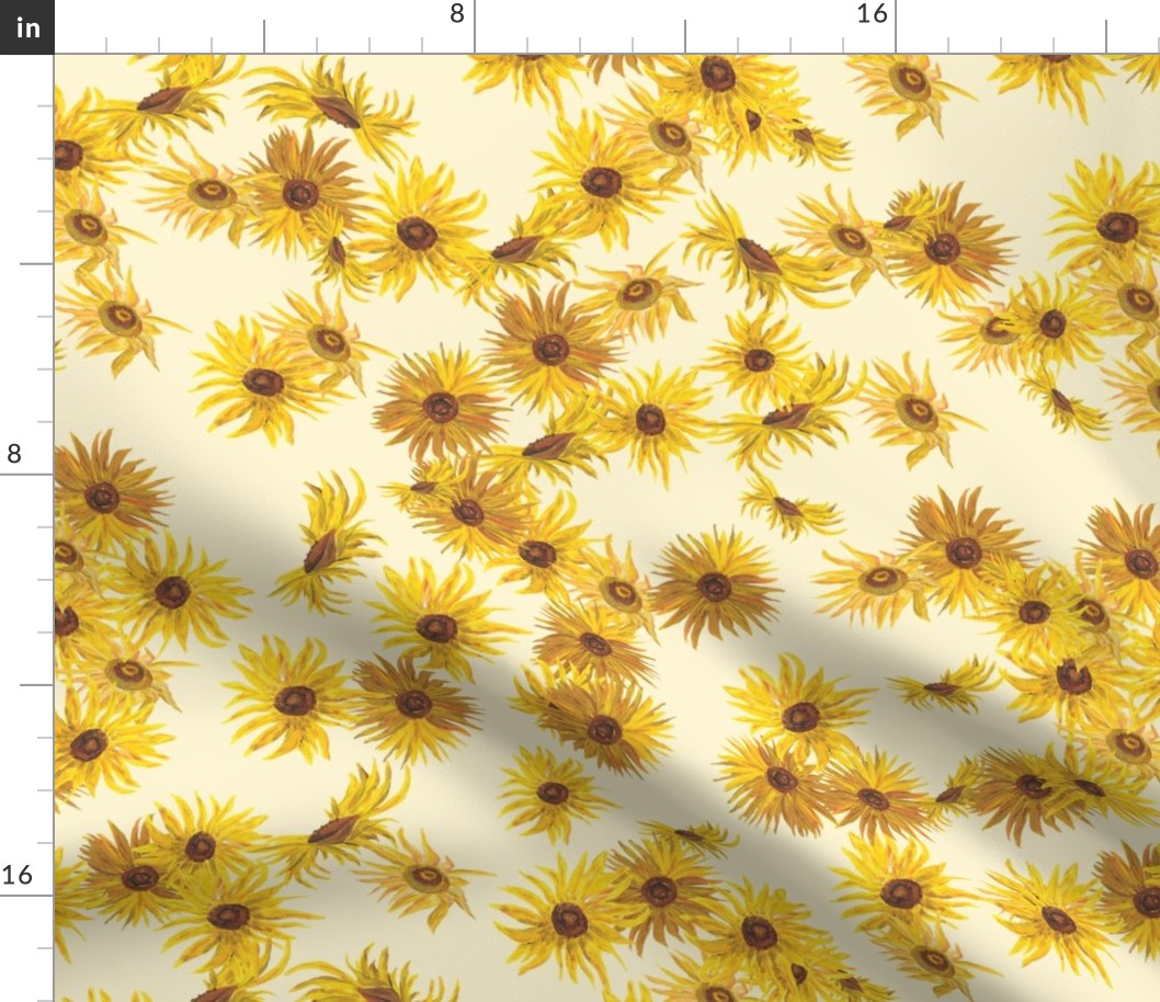 Van Gogh Sunflowers on yellow