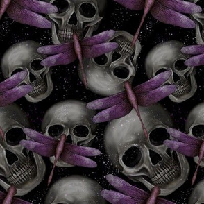 Skulls and purple dragonflies