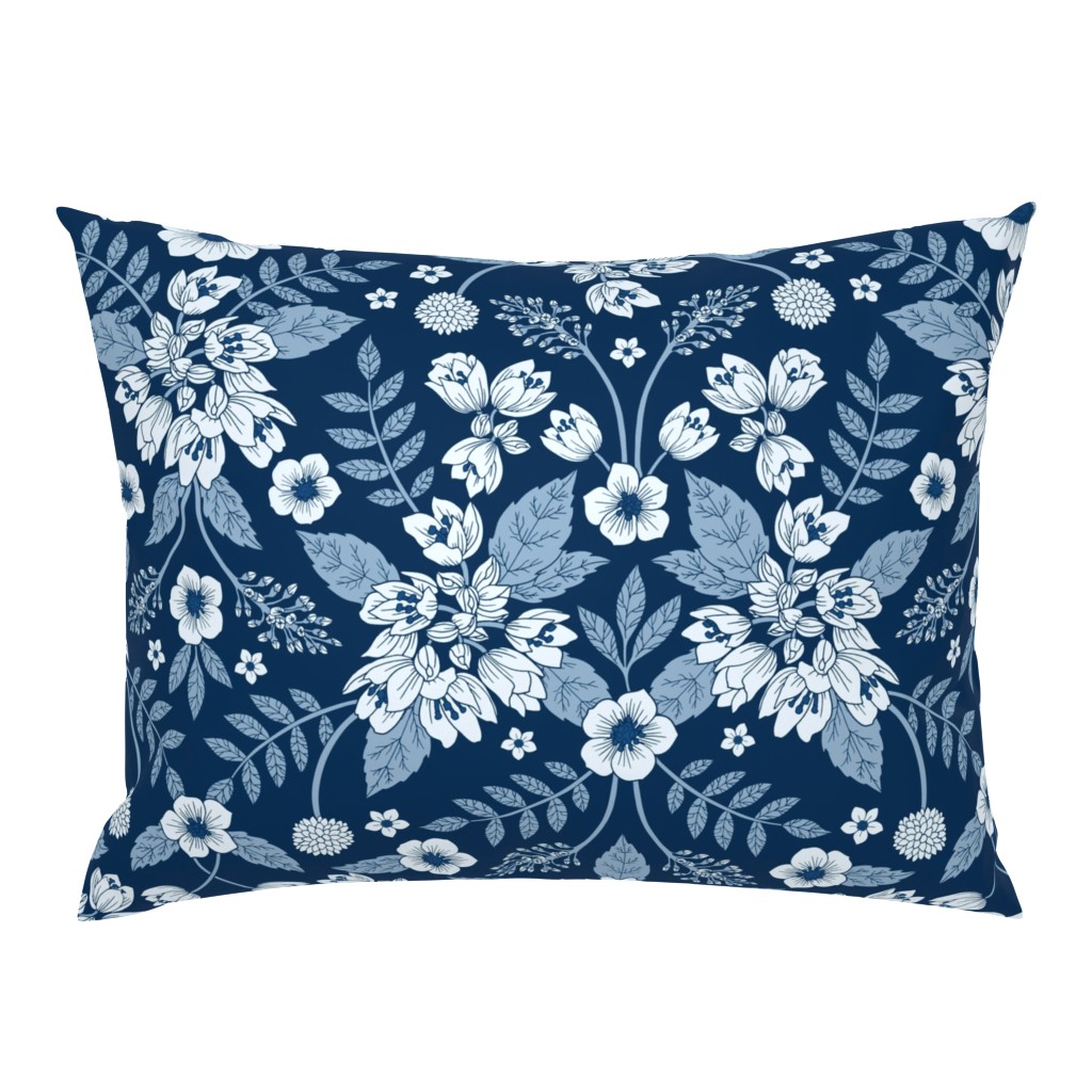 Classic Blue Dark Floral Pattern