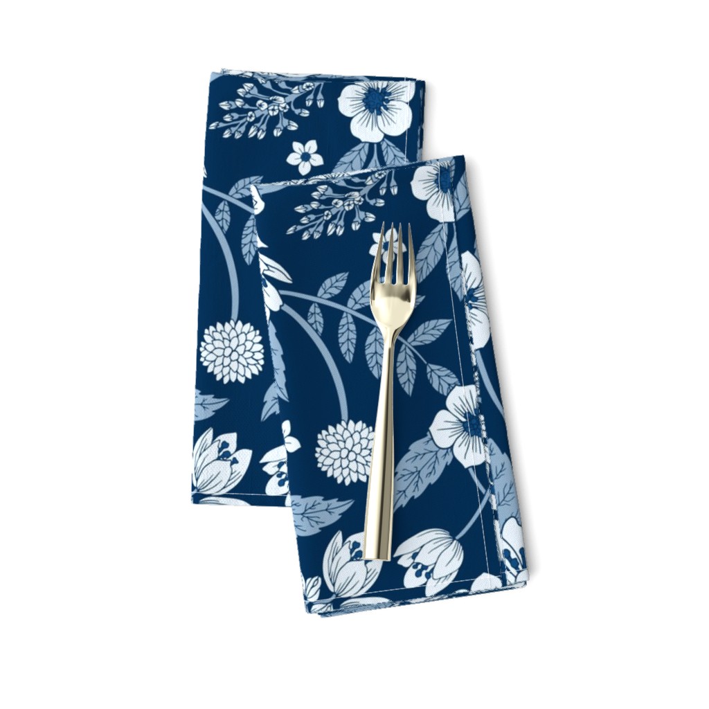 Classic Blue Dark Floral Pattern