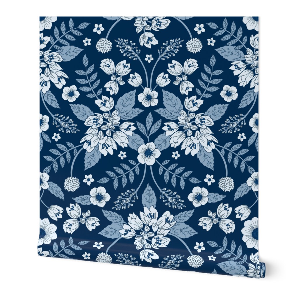 Classic Blue Dark Floral Pattern