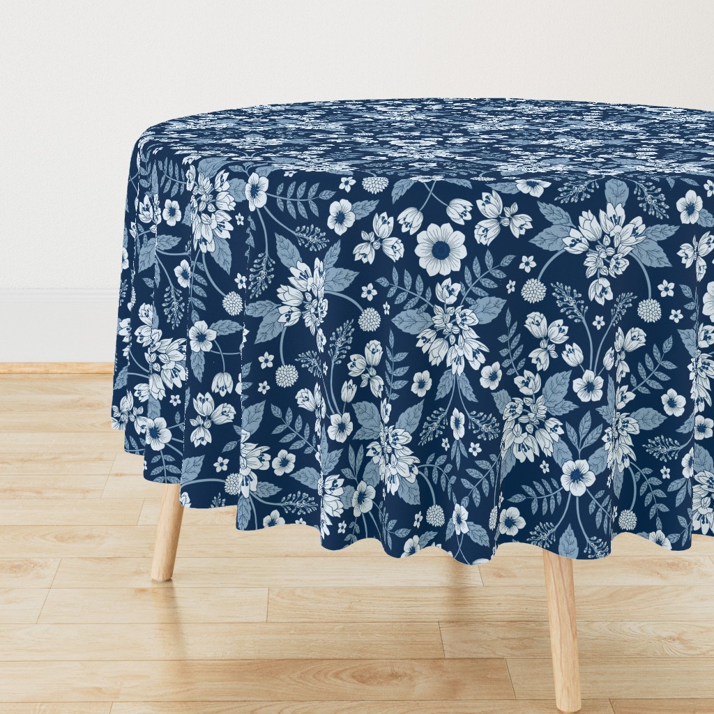 Classic Blue Dark Floral Pattern