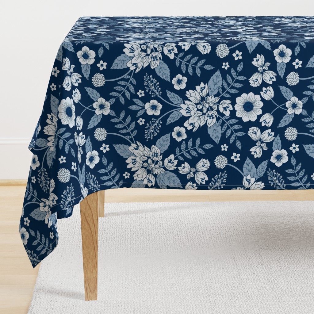 Classic Blue Dark Floral Pattern