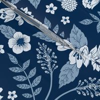 Classic Blue Dark Floral Pattern