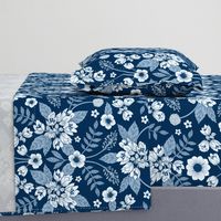 Classic Blue Dark Floral Pattern