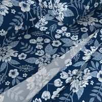 Classic Blue Dark Floral Pattern