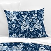 Classic Blue Dark Floral Pattern