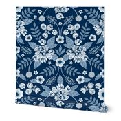 Classic Blue Dark Floral Pattern