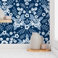 Classic Blue Dark Floral Pattern