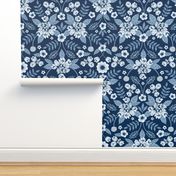 Classic Blue Dark Floral Pattern