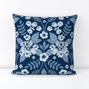 Classic Blue Dark Floral Pattern