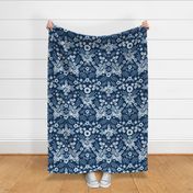 Classic Blue Dark Floral Pattern