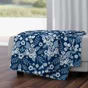 Classic Blue Dark Floral Pattern