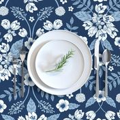 Classic Blue Dark Floral Pattern