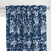 Classic Blue Dark Floral Pattern