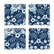 Classic Blue Dark Floral Pattern