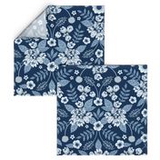 Classic Blue Dark Floral Pattern