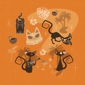 Kitschy cats  panel - orange