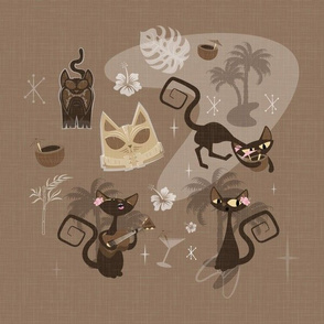 Kitschy cats  panel - chocolate