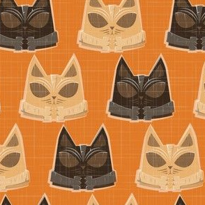 Kitschy cats  - tiki cat orange