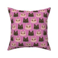 Kitschy cats  - tiki cat shocking pink