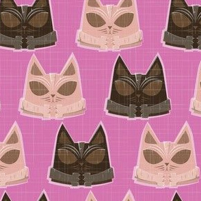 Kitschy cats  - tiki cat shocking pink
