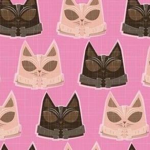 Kitschy cats - tiki cat bright pink