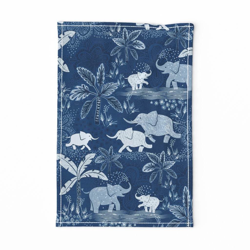 Happy Elephants in Blue - large scale