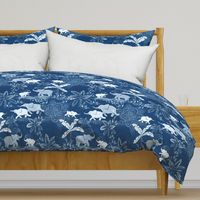 Happy Elephants in Blue - large scale