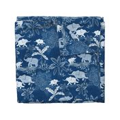 Happy Elephants in Blue - large scale