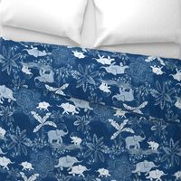 Happy Elephants in Blue - large scale