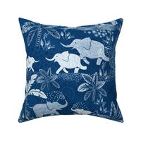 Happy Elephants in Blue - large scale