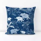 Happy Elephants in Blue - large scale