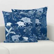 Happy Elephants in Blue - large scale