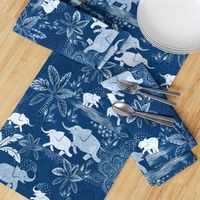 Happy Elephants in Blue - large scale