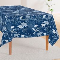 Happy Elephants in Blue - large scale