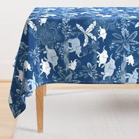 Happy Elephants in Blue - large scale