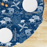 Happy Elephants in Blue - large scale